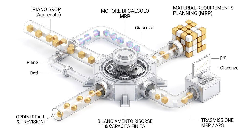 K-Plan MRP — calcolo fabbisogni materiali